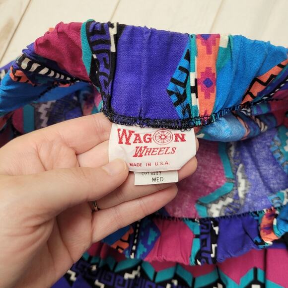 Vintage Wagon Wheels circle skirt southwestern aztec cowgirl - Picture 4 of 8